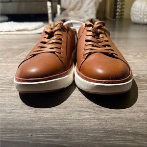 Brown Leather Sneakers with White Sole
